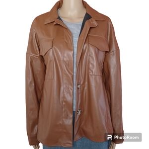 HYFVE Faux Brown Leather Jacket